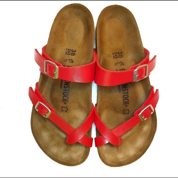 red mayari birkenstock sandals